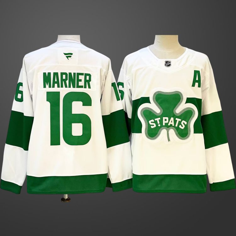Men's Toronto Maple Leafs Mitch Marner #16 White Green Jersey