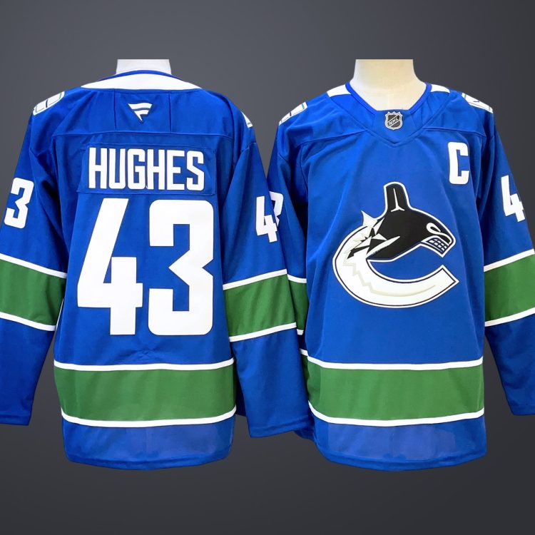 Men's Vancouver Canucks #43 Quinn Hughes Fanatics Blue Home Premium Jersey