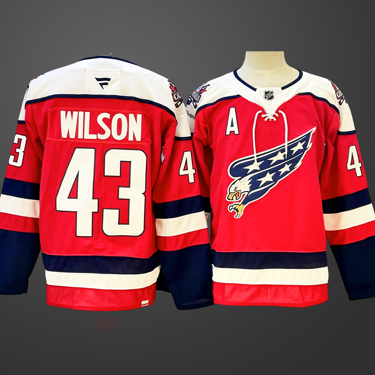 Men's Washington Capitals #43 Tom Wilson Red With A Patch Stitched Hockey Jersey