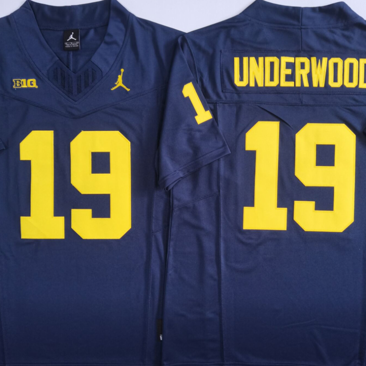 Michigan Wolverines Blue #19 UNDERWOOD Stitched Jersey