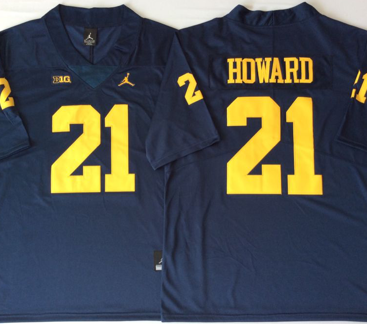 Michigan Wolverines Blue #21 HOWARD Stitched Jersey