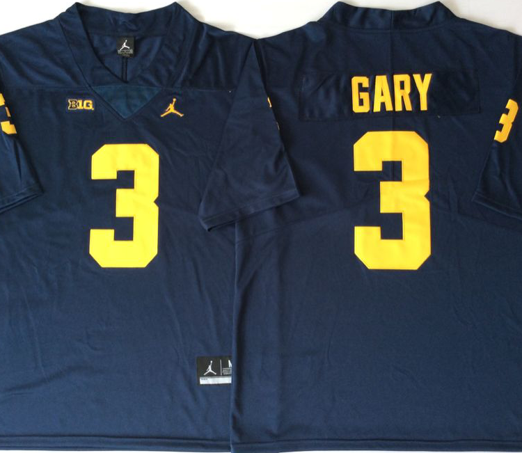 Michigan Wolverines Blue #3 GARY Stitched Jersey