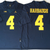 Michigan Wolverines Blue #4 HARBAUGH Stitched Jersey