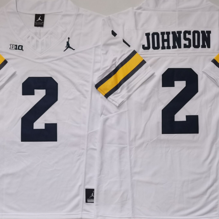 Michigan Wolverines White #2 JOHNSON Stitched Jersey