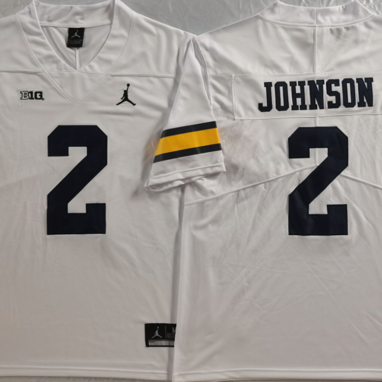 Michigan Wolverines White #2 JOHNSON Stitched Jersey