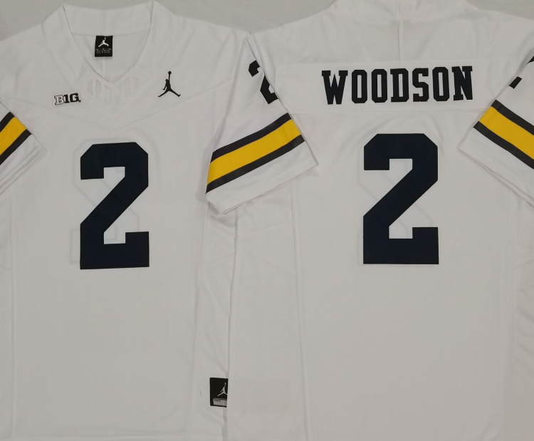 Michigan Wolverines White #2 WOODSON Stitched Jersey