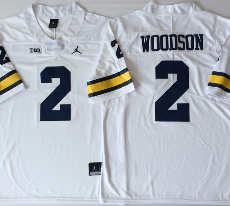 Michigan Wolverines White #2 WOODSON Stitched Jersey