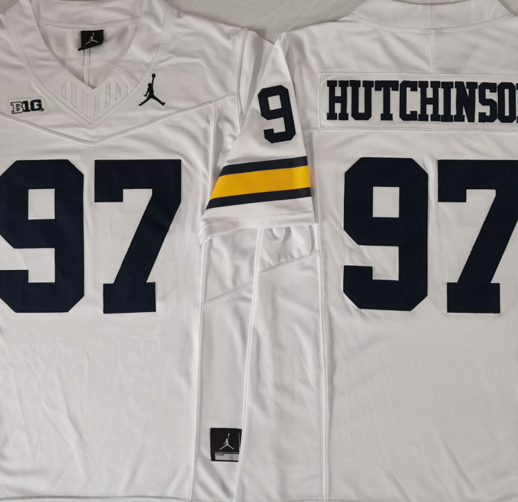 Michigan Wolverines White #97 HUTCHINSON Stitched Jersey