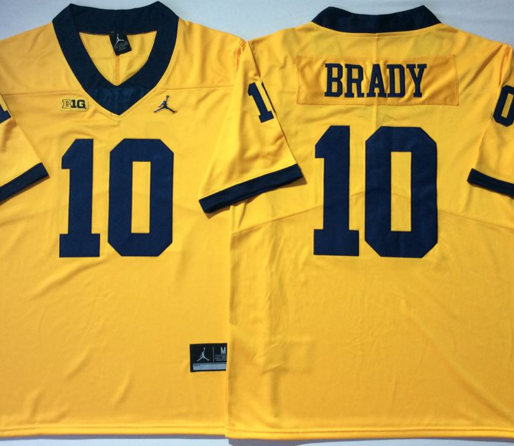 Michigan Wolverines YELLOW #10 BRADY Stitched Jersey