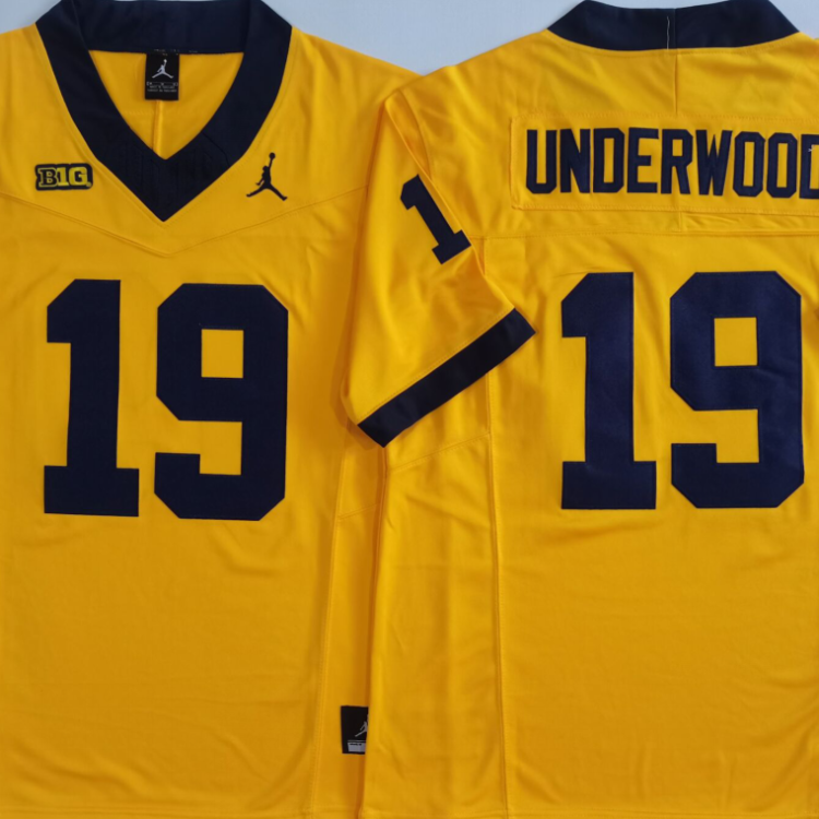 Michigan Wolverines Yellow #19 UNDERWOOD Stitched Jersey