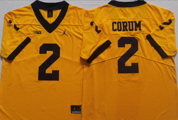 Michigan Wolverines Yellow #2 CORUM Stitched Jersey