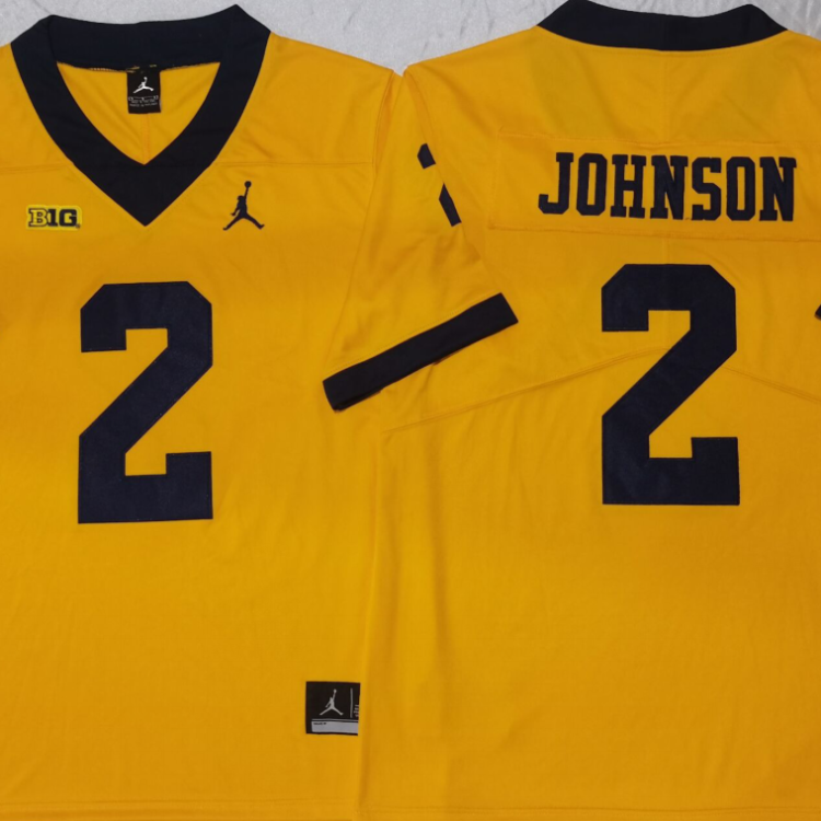 Michigan Wolverines Yellow #2 JOHNSON Stitched Jersey