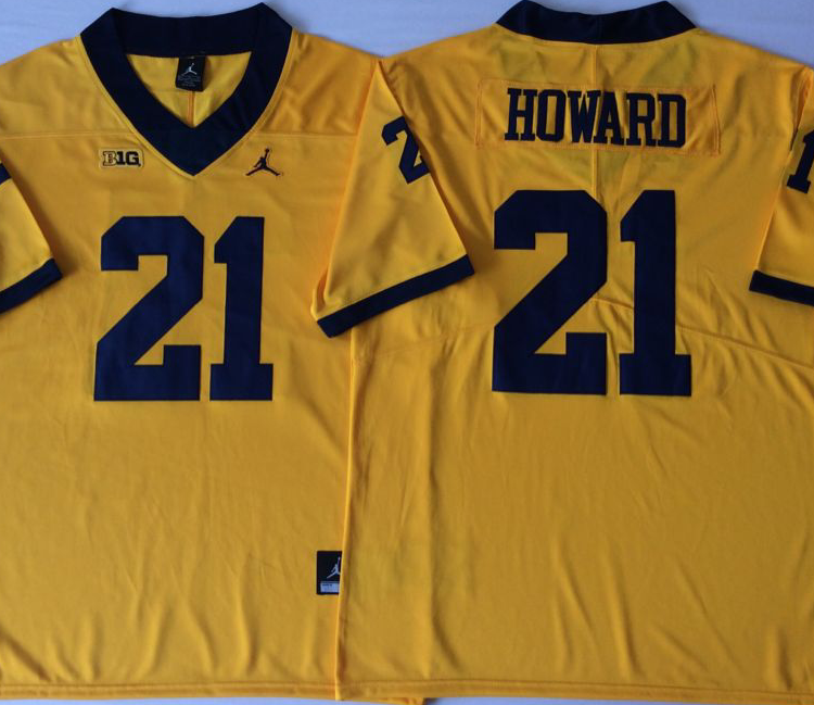Michigan Wolverines Yellow #21 HOWARD Stitched Jersey
