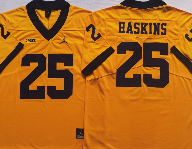 Michigan Wolverines Yellow #25 HASKINS Stitched Jersey