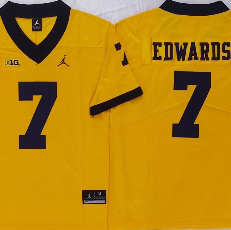 Michigan Wolverines Yellow #7 EDWARDS Stitched Jersey