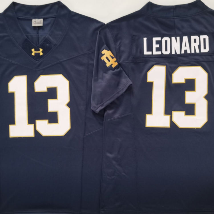 Norte Dame Fighting Irish Blue 13 LEONARD Stitched Jersey