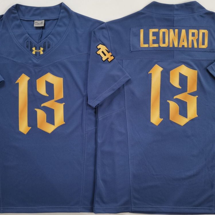 Norte Dame Fighting Irish Blue #13 LEONARD Stitched Jersey