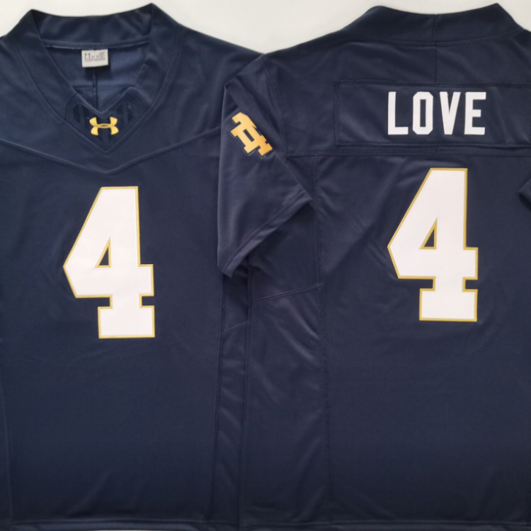 Norte Dame Fighting Irish Blue 4 LOVE Stitched Jersey