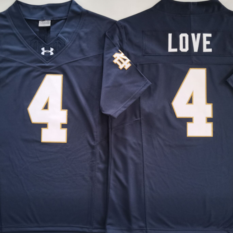 Norte Dame Fighting Irish Blue #4 LOVE Stitched Jersey