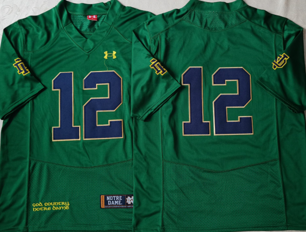 Norte Dame Fighting Irish Green #12 Stitched Jersey