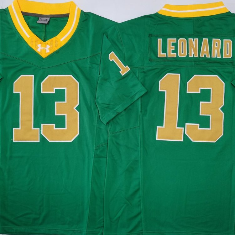 Norte Dame Fighting Irish Green #13 LEONARD Stitched Jersey