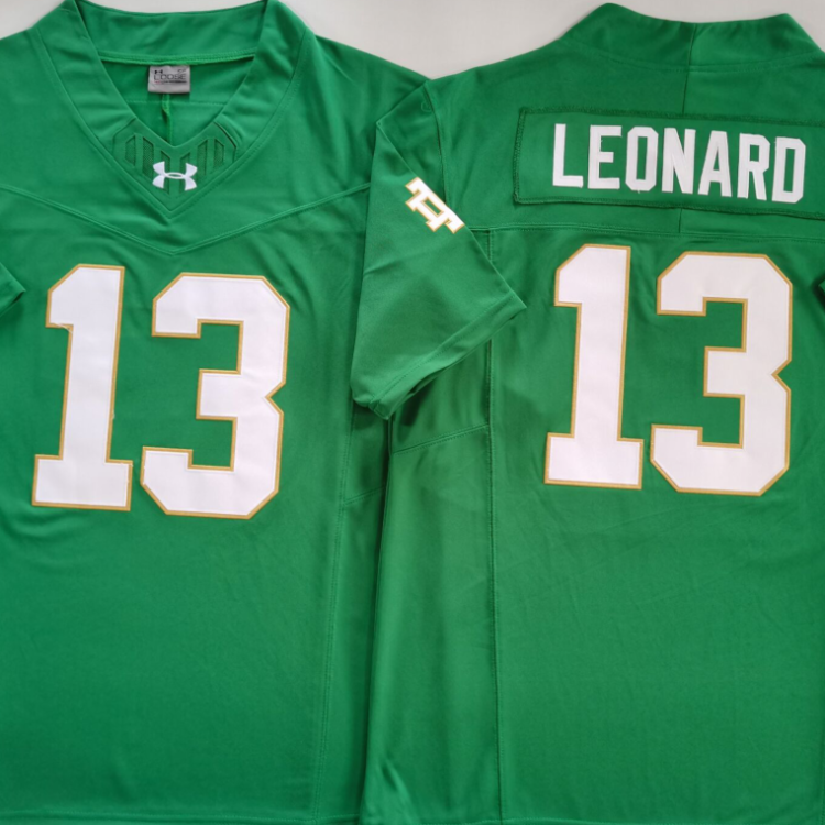Norte Dame Fighting Irish Green #13 LEONARD Stitched Jersey