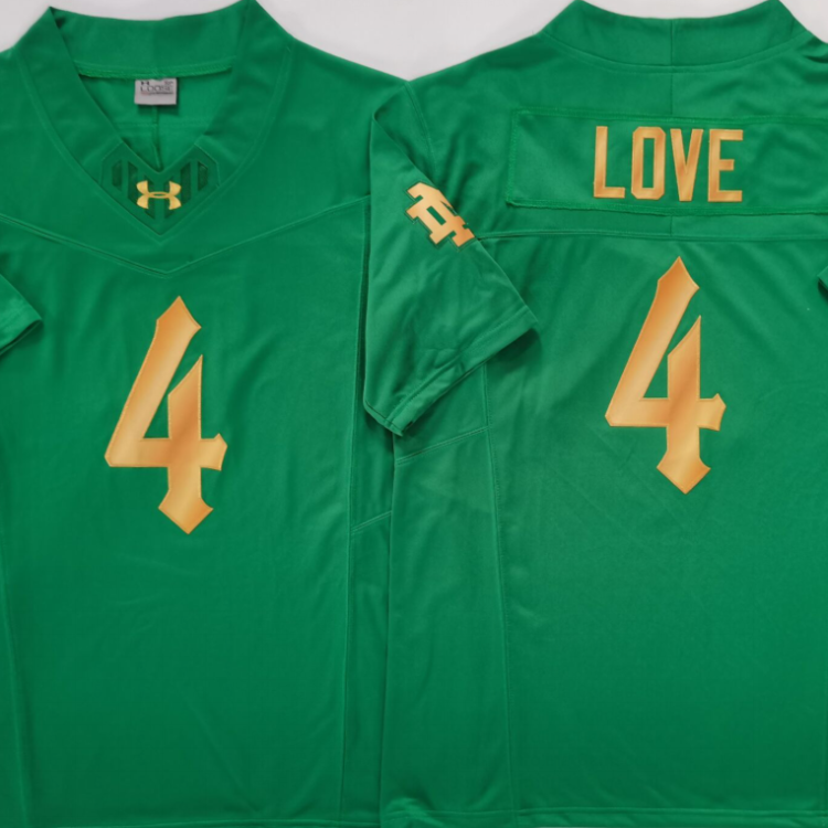 Norte Dame Fighting Irish Green 4 LOVE Stitched Jersey