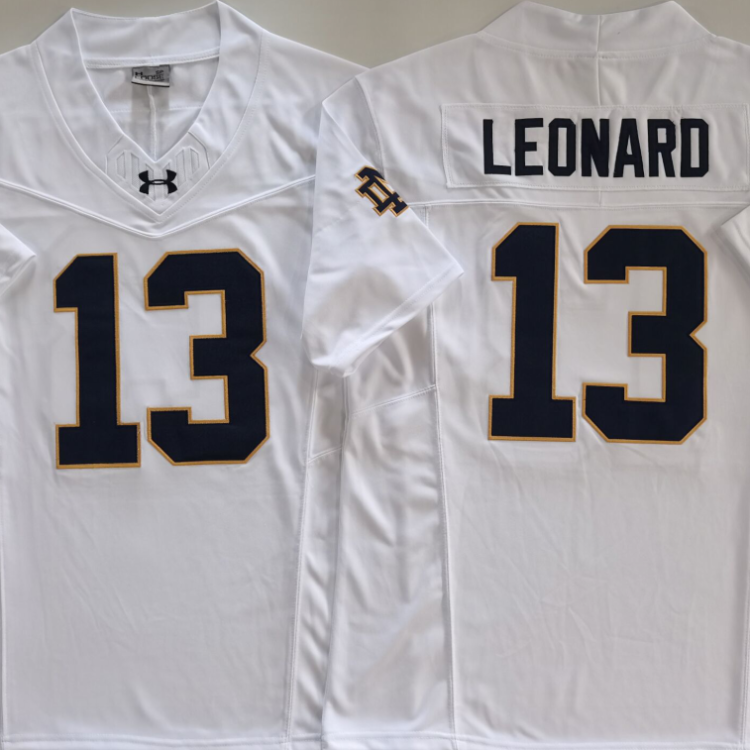 Norte Dame Fighting Irish White #13 LEONARD Stitched Jersey