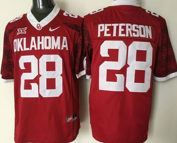 Oklahoma Sooners #28 Peterson Red Stitched Jersey