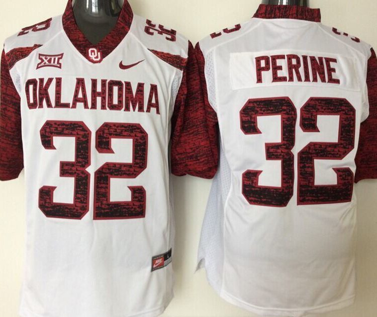 Oklahoma Sooners #32 Perine White Red Stitched Jersey