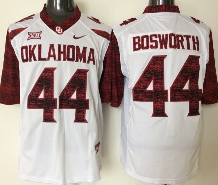 Oklahoma Sooners #44 Bosworth White Red Stitched Jersey