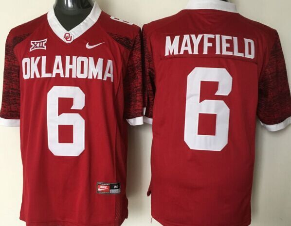 Oklahoma Sooners #6 Mayfield Red Stitched Jersey