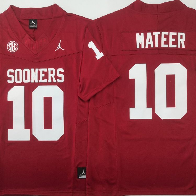 Oklahoma Sooners Red #10 MATEER Stitched Jersey