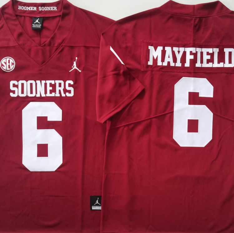 Oklahoma Sooners Red #6 MAYFIELD Stitched Jersey