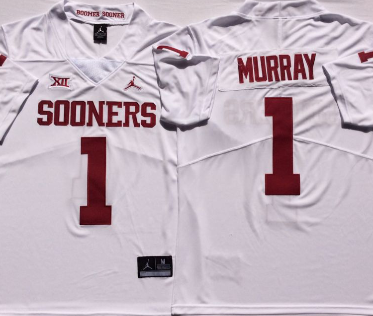 Oklahoma Sooners White #1 MURRAY Stitched Jersey