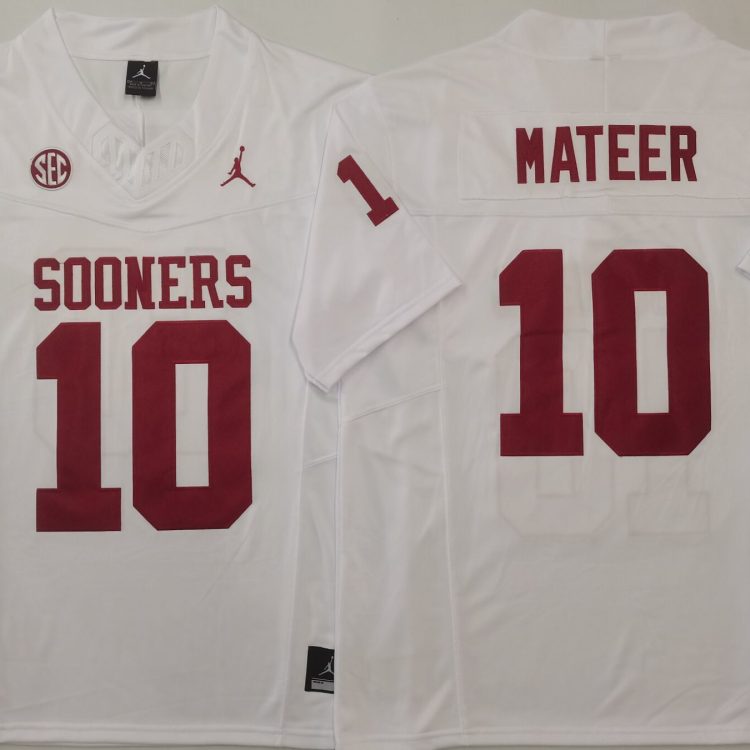 Oklahoma Sooners White #10 MATEER Stitched Jersey