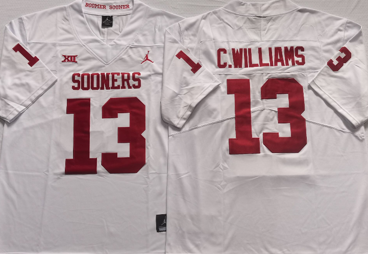 Oklahoma Sooners White #13 C.WILLIAMS Stitched Jersey