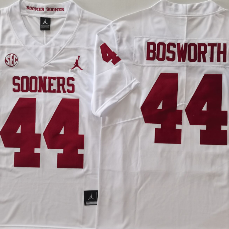 Oklahoma Sooners White #44 BOSWORTH Stitched Jersey