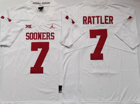 Oklahoma Sooners White #7 RATTLER Stitched Jersey