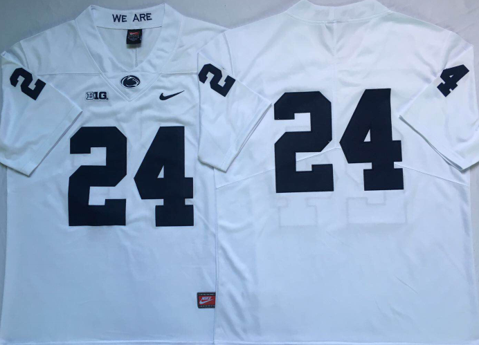 Penn State Nittany Lions White #24 Stitched Jersey