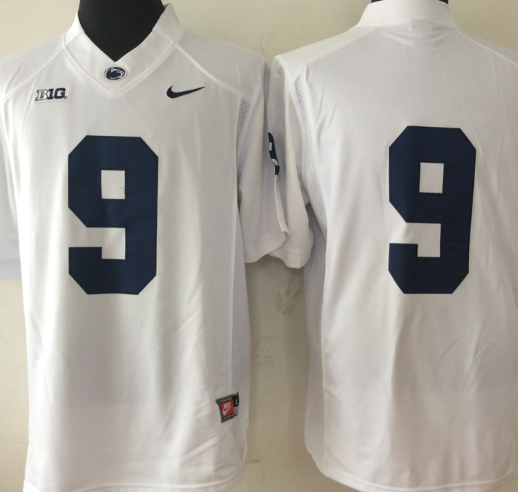 Penn State Nittany Lions White #9 Stitched Jersey