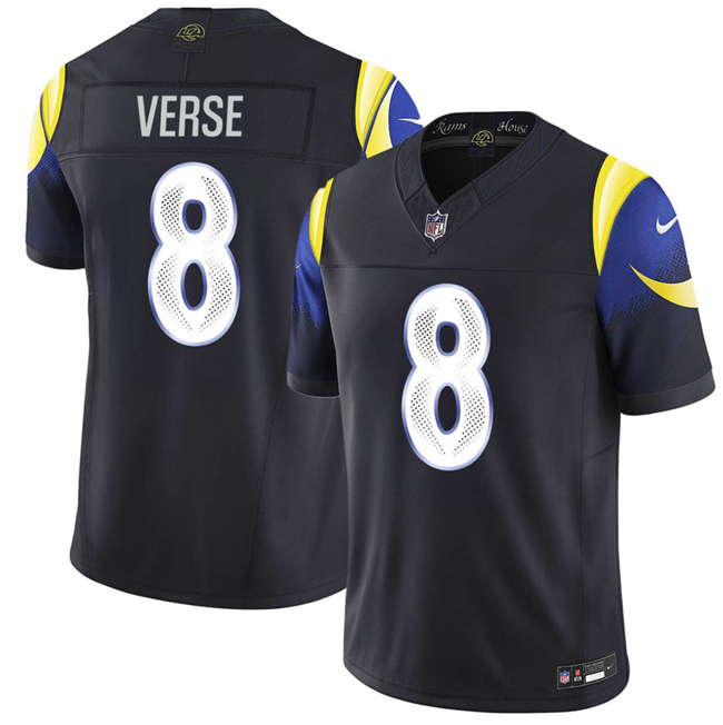 Men's Los Angeles Rams #8 Jared Verse Black 2025 F.U.S.E. “Rivalries” Vapor Limited Stitched Football Jersey
