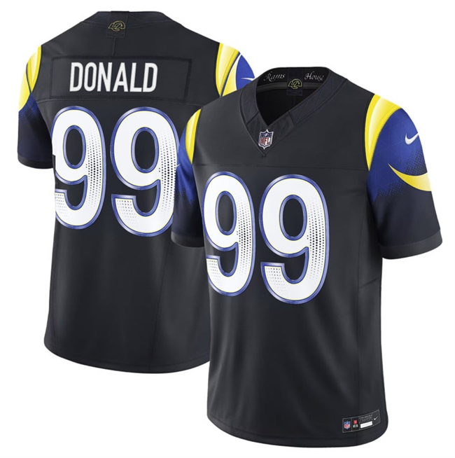 Men's Los Angeles Rams #99 Aaron Donald Black 2025 F.U.S.E. “Rivalries” Vapor Limited Stitched Football Jersey