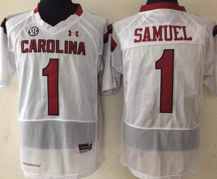 South Carolina Gamecock White #1 SAMUEL Stitched Jersey