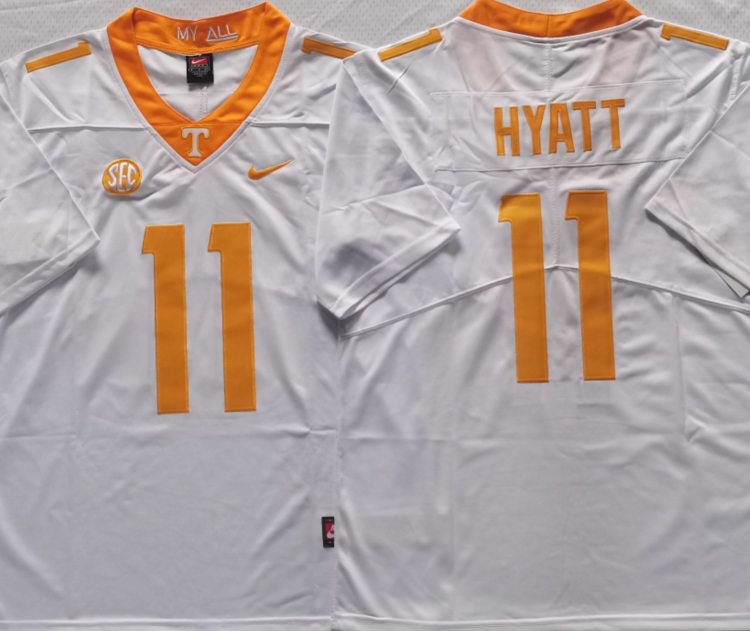 Tennessee Volunteers White #11 HYATT Stitched Jersey