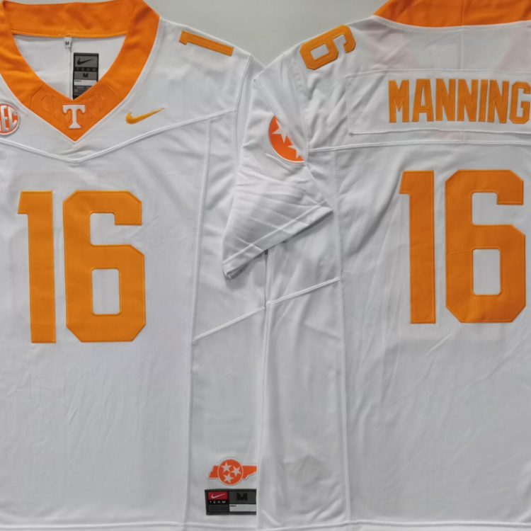 Tennessee Volunteers White #16 MANNING Stitched Jersey