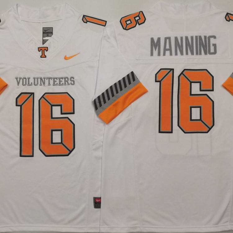 Tennessee Volunteers White #16 MANNING Stitched Jersey