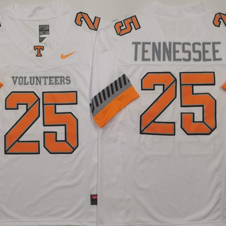 Tennessee Volunteers White #25 TENNESSEE Stitched Jersey