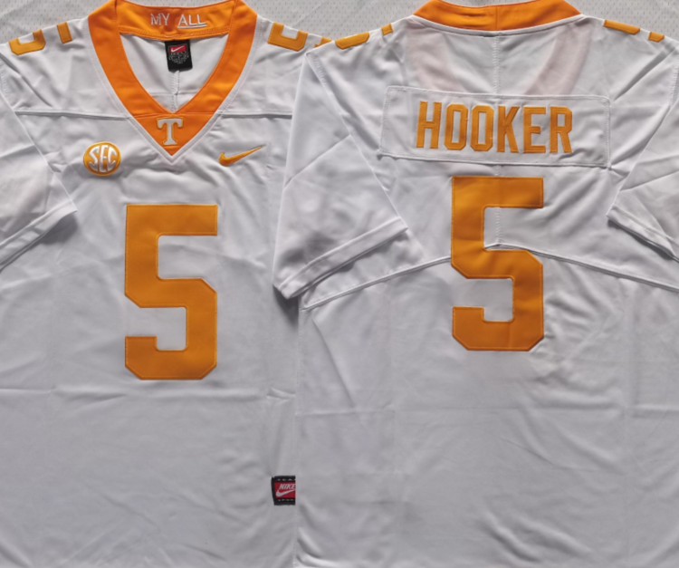 Tennessee Volunteers White #5 HOOKER Stitched Jersey