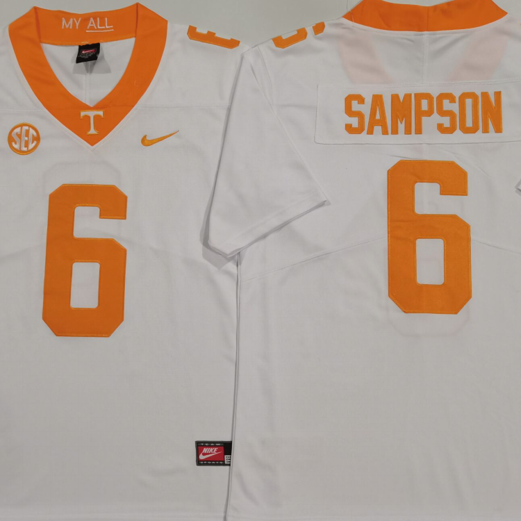 Tennessee Volunteers White #6 SAMPSON Stitched Jersey